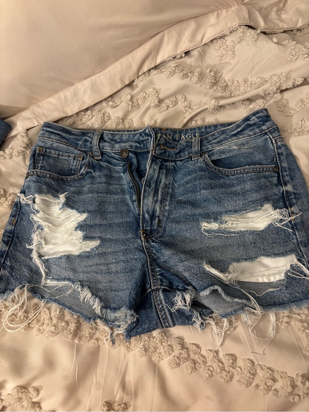 American Eagle Outfitters Blue Distressed Cutoff Denim Shorts